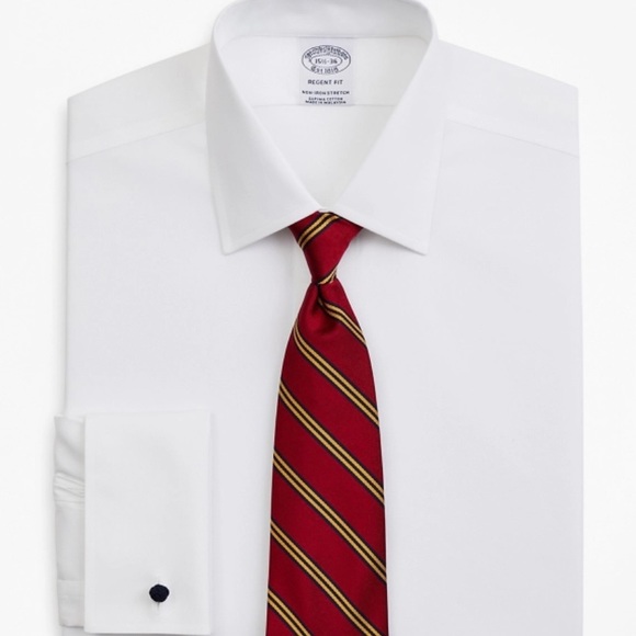 NWOT Brooks Brothers Stretch Regular-Fit Dress Shirt, Ainsley Collar French Cuff - Picture 1 of 10